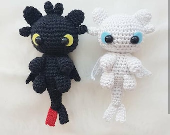 Toothless Dragon Crochet Plush, How to Train Your Dragon, Night Fury, Light Fury, ToothlessToy, Httyd