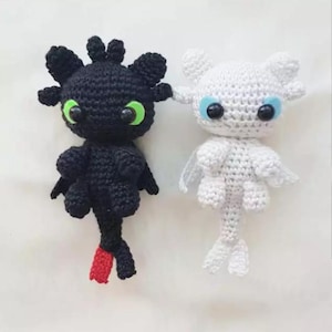 Pelúcia de crochê do Dragão Banguela, Como Treinar o Seu Dragão, Fúria da Noite, Fúria da Luz, Brinquedo do Banguela, Como Treinar o Seu Dragão