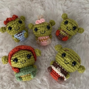 Shrek and Fiona Crochet Plush, Green Ogre, fergus, farkle, felicia, shrek&#39;s family