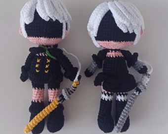 Nier Automata gehaakt pluche, 2B, 9S, figuur Nier Automata