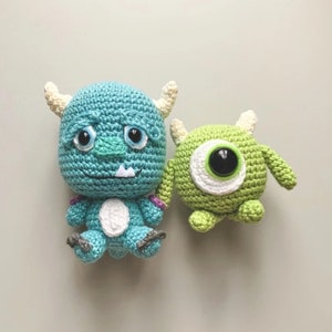 Peluche de crochet de Mike y Sulley, Sullivan, Monster University, Monster Inc.