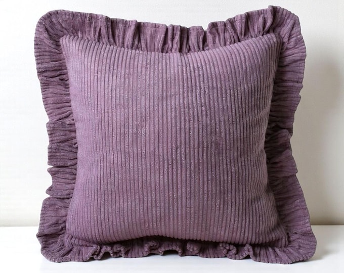 Corduroy Ruffle Cushion Cover - Velvet Frill Pillow Cover - Home and Garden Decor - Multicolor Option