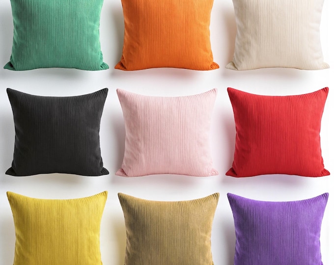 Corduroy Cushion Cover - Velvet Throw Pillow - Home and Garden Decor - Multicolor Option