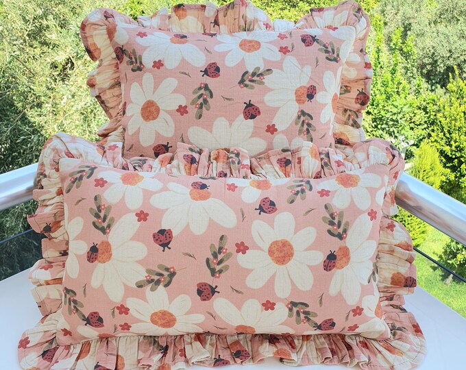 Soft Organic Ruffle Pillow - Muslin Frill Pillow - Soft Organic Cotton Gauze Pillow - Ruffle Pillow - Pillow For Baby - Home Gift