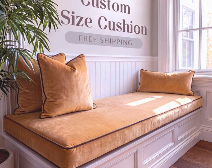 Custom Indoor Bench Cushion 2" Thick - Velvet Window Seat Cushion