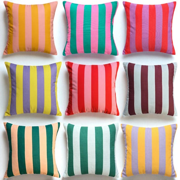 Bohemian Striped Linen Pillow Cover - Throw Pillow - Home Decor