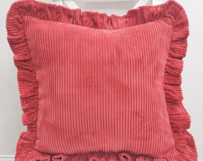 Soft Velvet Pillow with Frill - Velvet Frill Pillow - Exclusive pillows - Decorative Pillow - Sofa or Bed Cushion - Multicolor Pillow