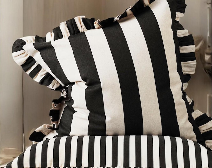 Bohemian Frill Striped Pillow Cover - Different Color Options With Frill Edges - Hello Mello Store