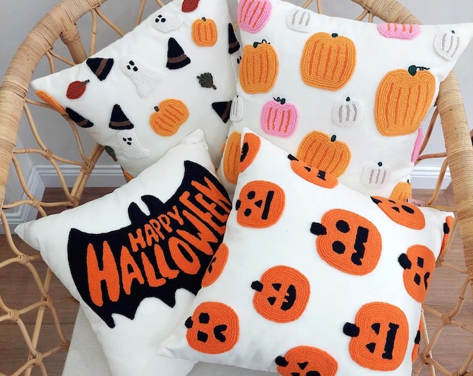 Handmade Halloween Pillow - Pumpkin Pillow - Hat - Ghost - Dry Leaves Pumpkin - Bat Halloween - Ghost Pillow - Hello Mello Store