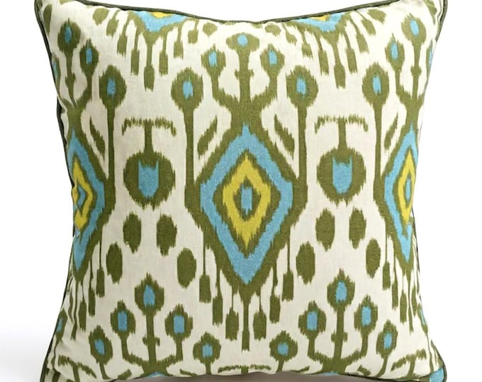 Ikat Cushion Cover | Piping Pillow | Water-Resistant Fabric | Indoor & Outdoor Pillow