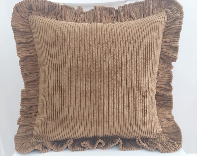 Soft Velvet Pillow with Frill - Velvet Frill Pillow - Exclusive pillows - Decorative Pillow - Sofa or Bed Cushion - Multicolor Pillow