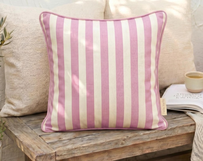 Outdoor Pillow Cover - Water Repellent - Piped Cushion - Patio Decor