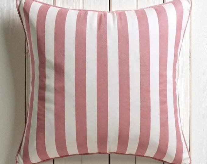 Bohemian Striped Pillow Cover with Piping - Water Repellent Outdoor and Indoor Decor