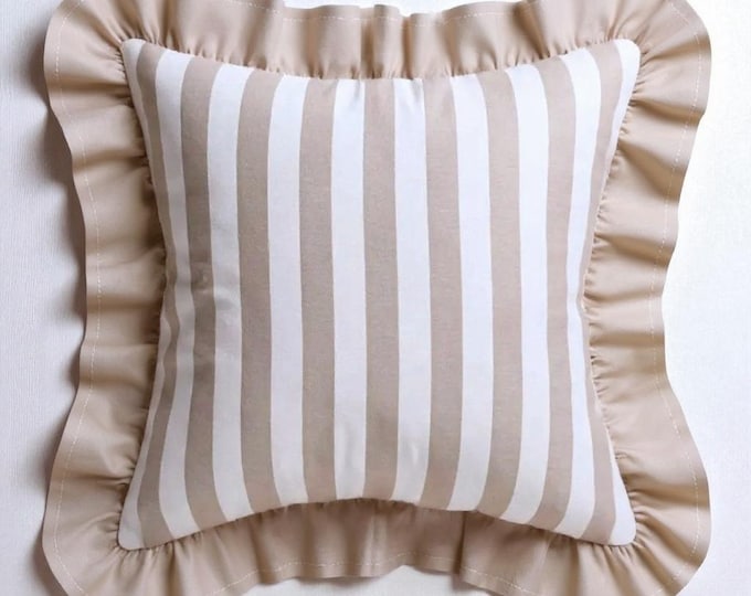 Bohemian Striped Ruffle Pillow - Ruffle Pillow - Frill Pillow Cover - Frill Edges - Hello Mello Store