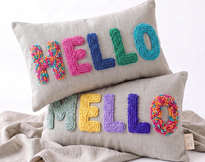 Personalized Punch Needle Name Cushion – Boho Nursery Initial Decor