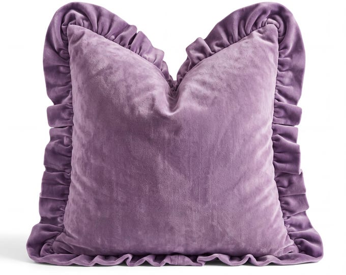 Velvet Ruffled Pillow Covers - Coquette Style Home Decor - Cottagecore Accent Pillow