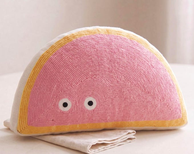 Handmade Punch Needle Pillow – Custom Color Throw Pillow for Kids Room - Nursery Decor