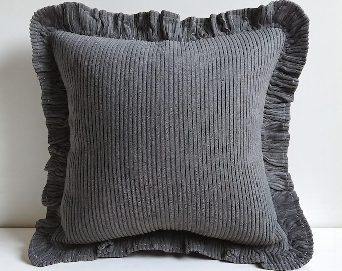 Corduroy Ruffle Cushion Cover - Velvet Frill Pillow Cover - Home and Garden Decor - Multicolor Option