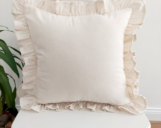 Bohemian Frill Linen Striped Pillow Cover - Different Color Options With Frill Edges - Hello Mello Store