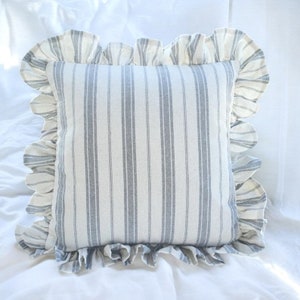 Bohemian Linen Striped Pillow Cover with Frill Edge