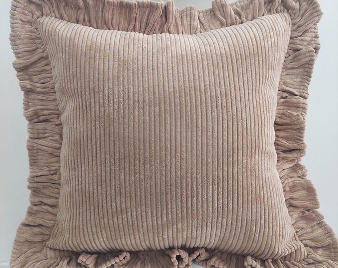 Soft Velvet Pillow with Frill - Velvet Frill Pillow - Exclusive pillows - Decorative Pillow - Sofa or Bed Cushion - Multicolor Pillow