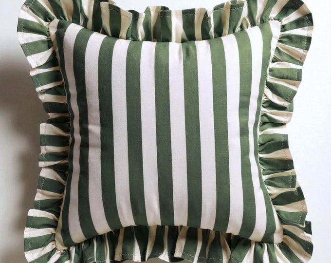 Bohemian Striped Ruffle Pillow Cover - Throw Pillow - Water Repellent Outdoor and İndoor Decor