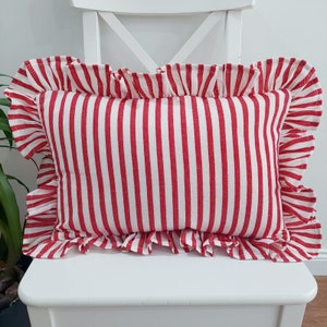 Bohemian Striped Linen Pillow Cover with Frill Edge
