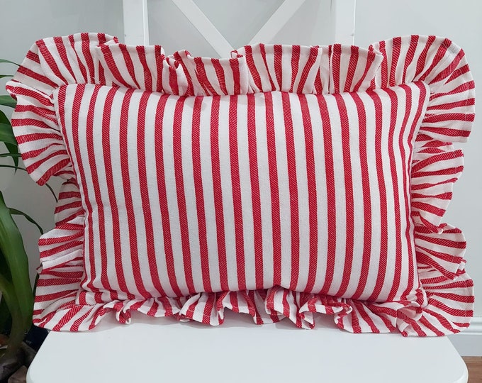 Bohemian Frill Linen Striped Pillow Cover - Different Color Options With Frill Edges - Hello Mello Store