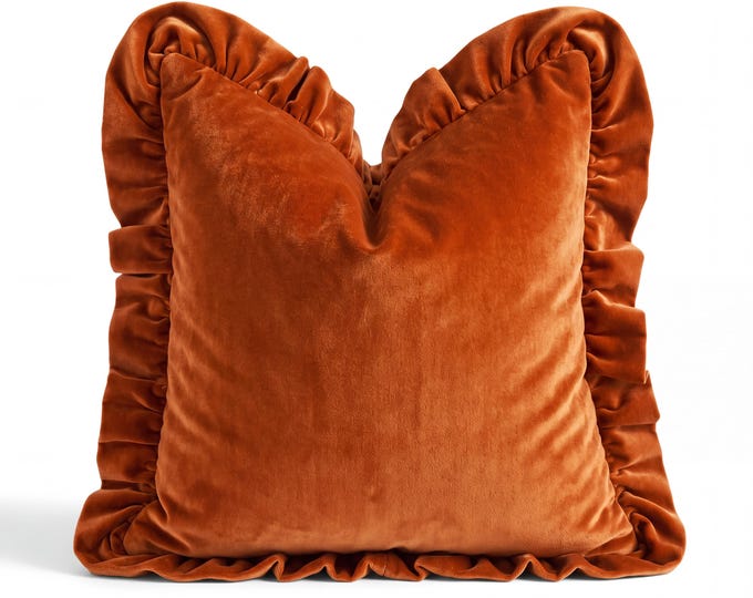 Velvet Ruffled Pillow Covers - Coquette Style Home Decor - Cottagecore Accent Pillow