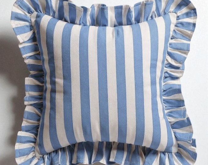 Bohemian Striped Ruffle Pillow Cover - Throw Pillow - Water Repellent Outdoor and İndoor Decor