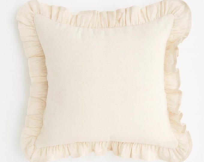 Handmade Striped Cotton Pillow Cover – Ruffled Throw Cushion