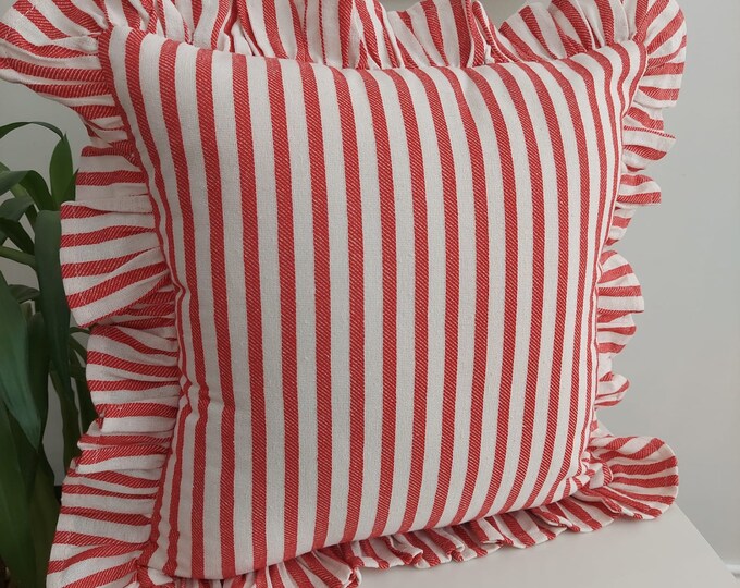 Bohemian Frill Linen Striped Pillow Cover - Different Color Options With Frill Edges - Hello Mello Store
