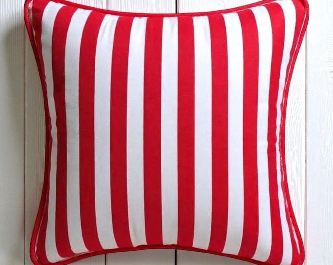 Bohemian Striped Pillow Cover with Piping - Water Repellent Outdoor and Indoor Decor