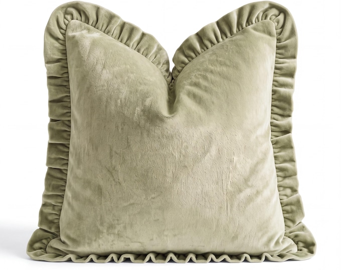 Velvet Ruffled Pillow Covers - Coquette Style Home Decor - Cottagecore Accent Pillow