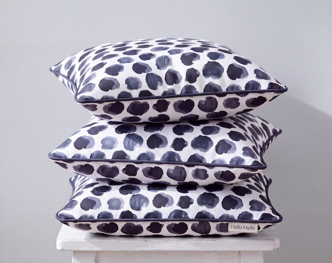 Handmade Watercolor Dot Pillow Cover – Colorful Boho Accent Pillow - Piped Edge