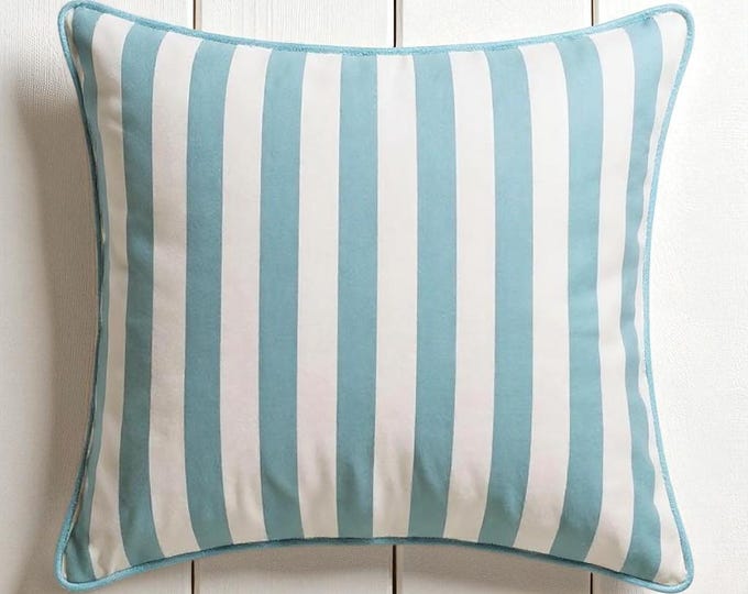 Bohemian Striped Pillow Cover with Piping - Water Repellent Outdoor and Indoor Decor