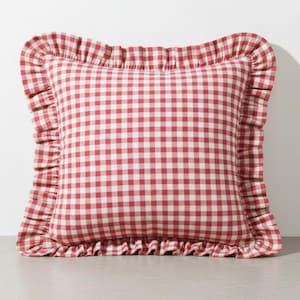Ruffled Gingham Linne Örngott – Boho Farmhouse Kudde
