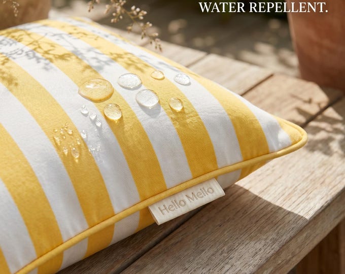 Outdoor Pillow Cover - Water Repellent - Piped Cushion - Patio Decor