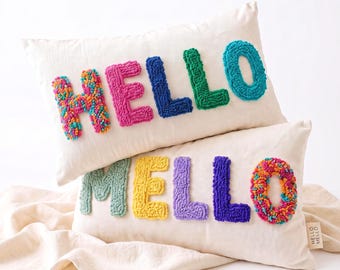 Personalized Punch Needle Cushion – Boho Nursery Name Pillow – Custom Initial Decor - Unique Baby Room - Handmade Cushion - Nursery Gift