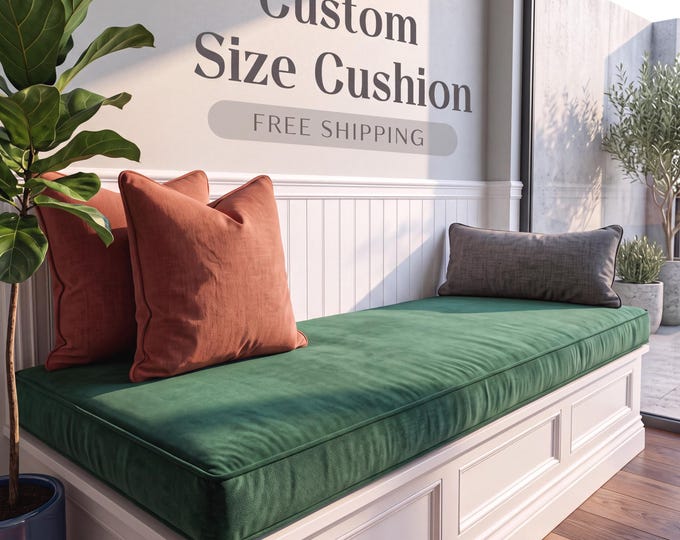 Cushion Custom 4" Thick - Indoor Bench - Window Seat Cushion - Nook Cushion - Custom Seat Cushion - Mudroom Bench