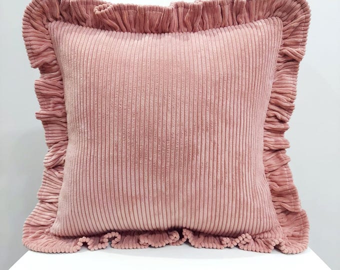 Soft Velvet Pillow with Frill - Velvet Frill Pillow - Exclusive pillows - Decorative Pillow - Sofa or Bed Cushion - Multicolor Pillow