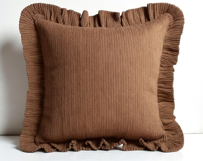 Corduroy Ruffle Cushion Cover - Velvet Frill Pillow Cover - Home and Garden Decor - Multicolor Option