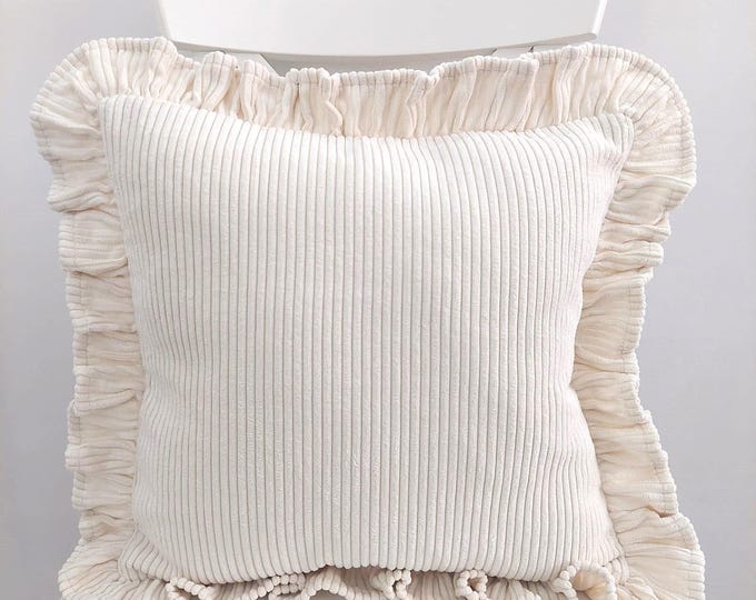 Soft Velvet Pillow with Frill - Velvet Frill Pillow - Exclusive pillows - Decorative Pillow - Sofa or Bed Cushion - Multicolor Pillow