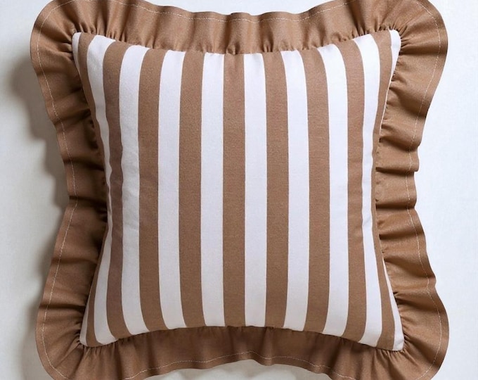 Bohemian Striped Ruffle Pillow - Ruffle Pillow - Frill Pillow Cover - Frill Edges - Hello Mello Store