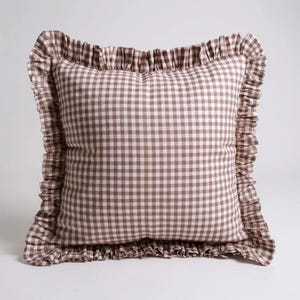 Boho Linne Gingham Örngott: Volangkant Accent