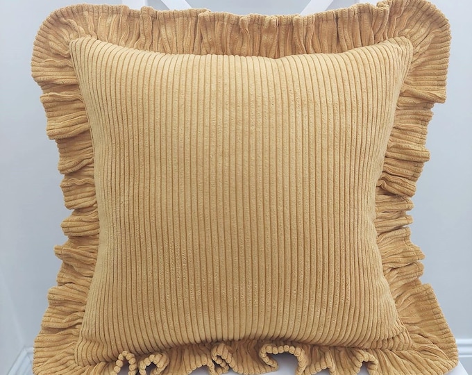 Soft Velvet Pillow with Frill - Velvet Frill Pillow - Exclusive pillows - Decorative Pillow - Sofa or Bed Cushion - Multicolor Pillow
