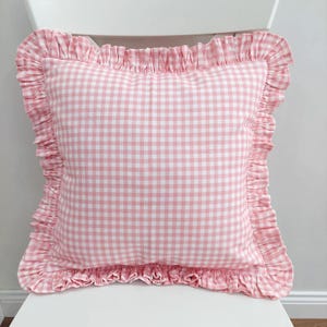 Bohemian Frill Linen Gingham Pillow Cover - Gingham Pillow - Pillow - Color Options With Frill Edges - Hello Mello Store