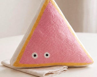 Unique Shaped Pillow - Custom Color Throw Pillow - Handmade Punch Needle Pillow - Kids Room Decor - Nursery Pillow - Personalized Gift