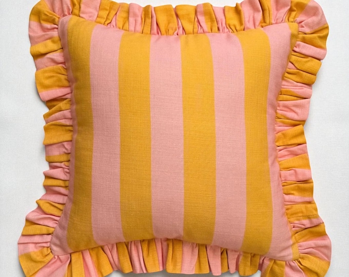 Bohemian Frill Striped Pillow Cover - Different Color Options With Frill Edges - Hello Mello Store