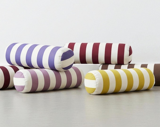 Striped Bolster Pillow - Cylinder Cushion - Decorative Sofa Cushion - Home Decor Gift